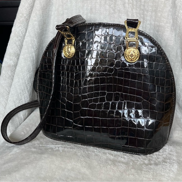 Versace Handbags - Vintage genuine leather crocodile bag versace made in italy